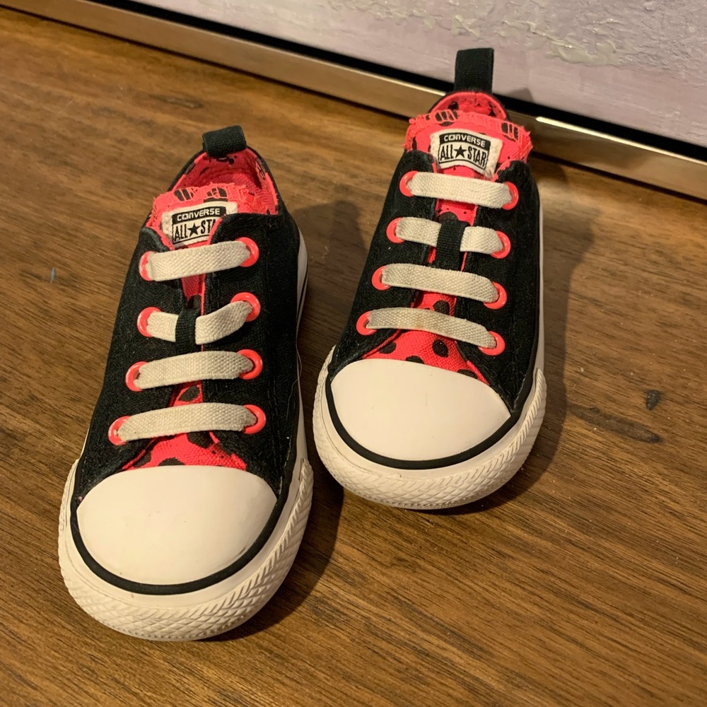 Toddler Girls Hot Pink/Coral Polka Dot Converse Size 7